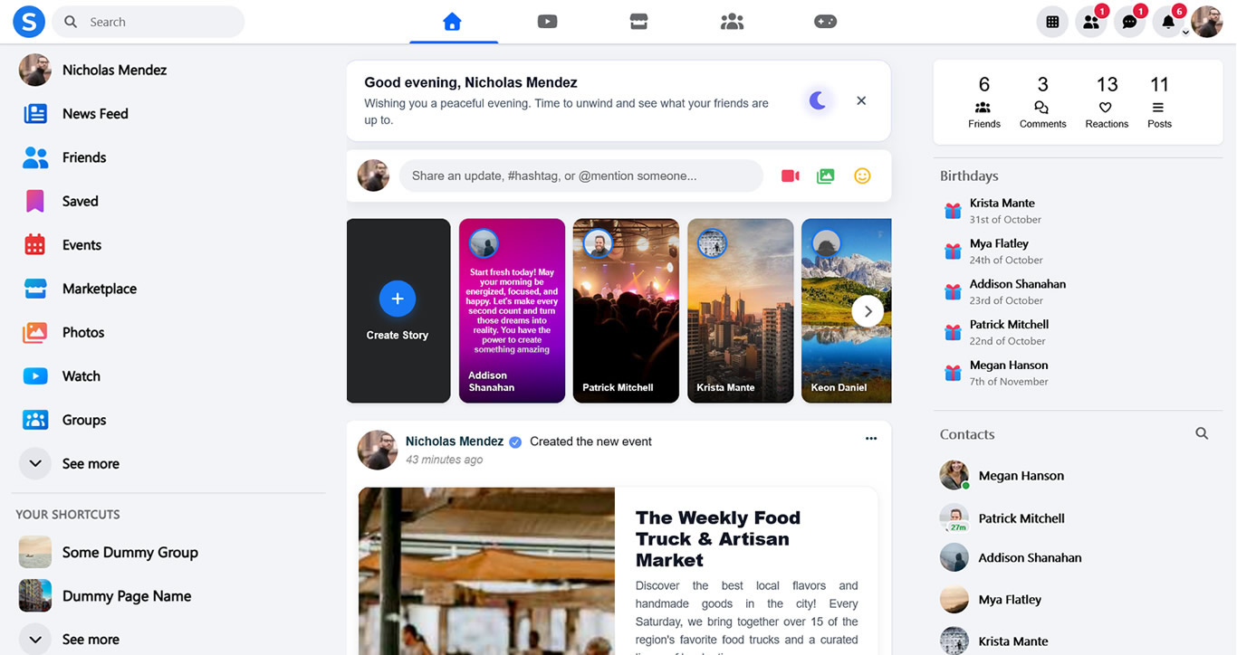 Facebook Style Theme